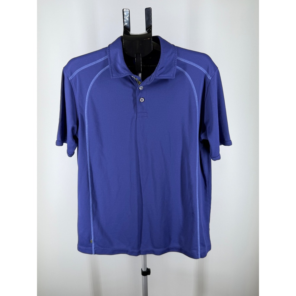 Tommy Bahama Mens Emfielder Polo Shirt Blue Short Sleeve Pique Knit Large‎